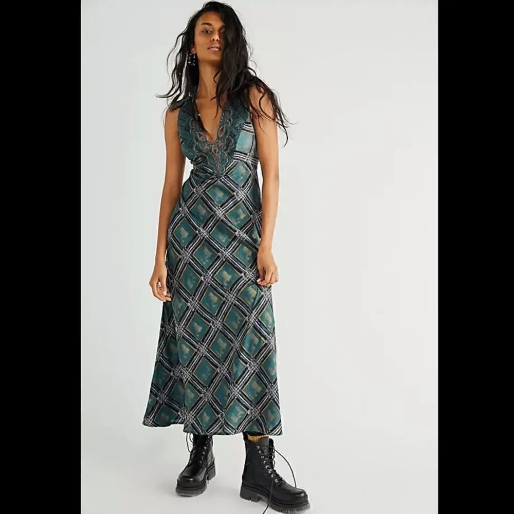 Free People Lana Printed Midi Dress Size 0 - Picture 1 of 11